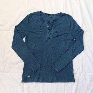 Ralph Lawrence Lace Up Long Sleeve Shirt | Sz L